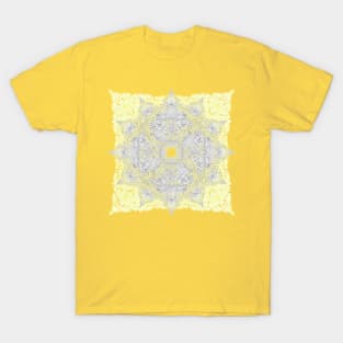 Sunny Doodle Mandala in Yellow & Grey T-Shirt